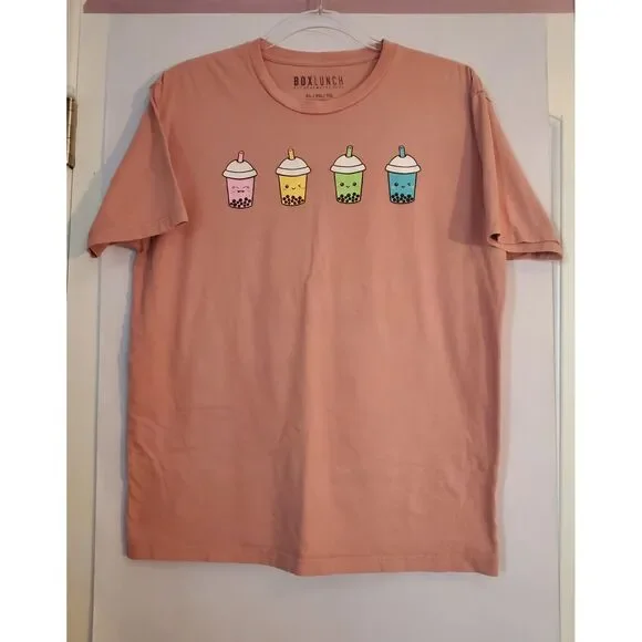 BoxLunch Womens short sleeve graphic Boba Tea pink tshirt, size XL, Kawaii Teas - Picture 10 of 10